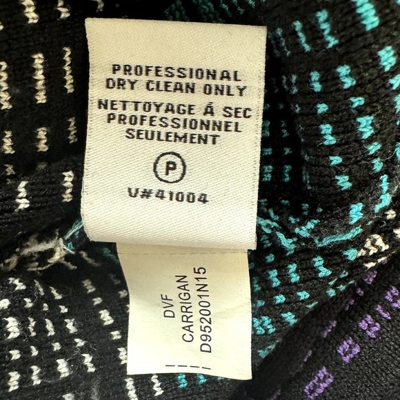 DVF Women's Carrigan Dress Large Purple Teal 3/4 Sleeve Silk Blend Striped Knit - Picture 11 of 16